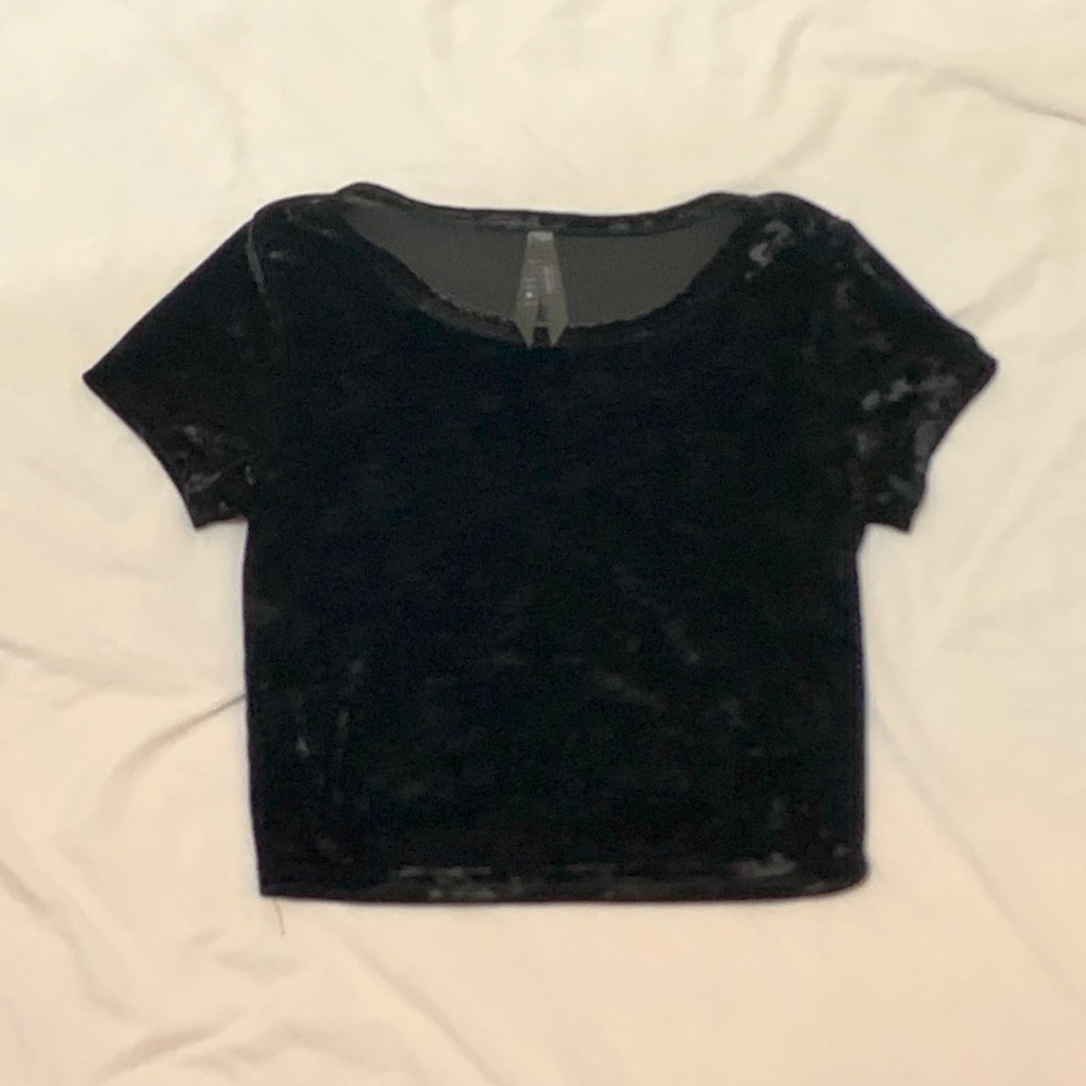 Luna Chix Crushed Velvet Fitted Crop Top